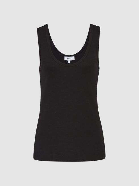 Reiss Black Violet Scoop Neck Jersey Vest Top