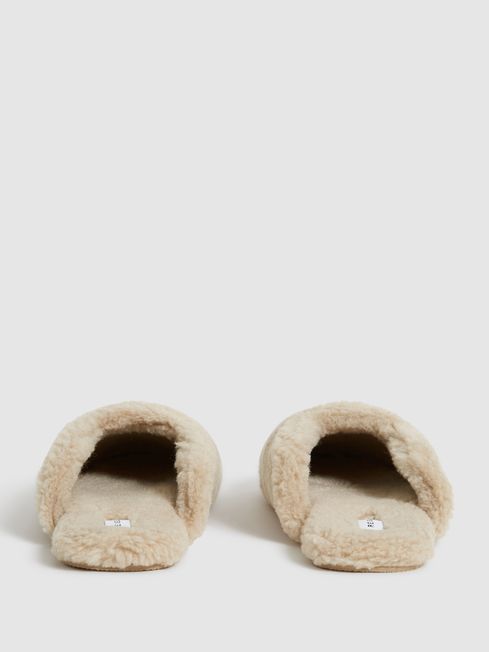 Reiss Camel Ava Faux Shearling Slippers