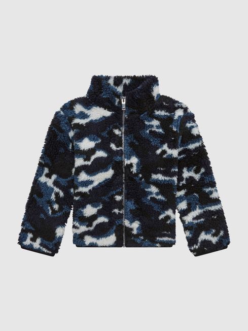 Senior Zip Front Camouflage Jumper in Blue Camo
