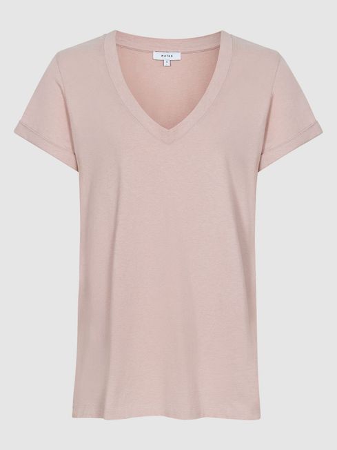 Baby pink v clearance neck t shirt