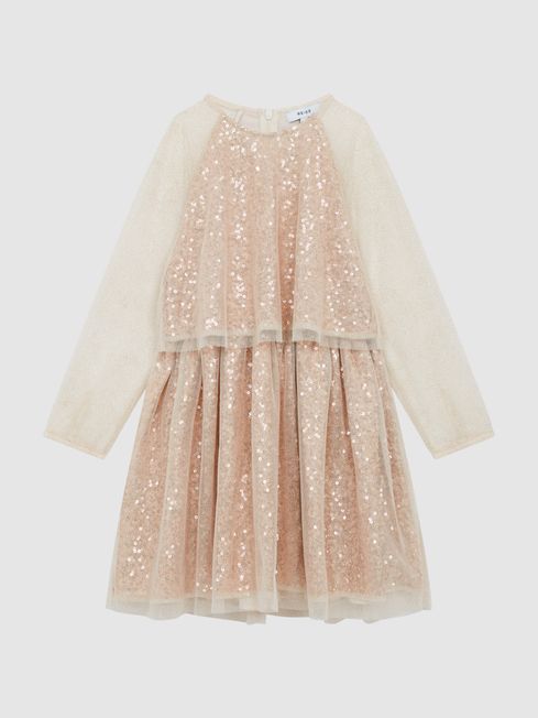 Reiss Mika Sequin Sheer Tutu Dress REISS
