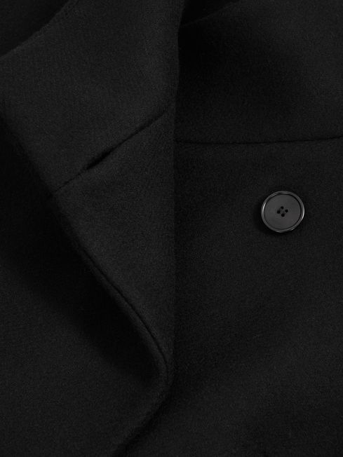 Reiss Black Mia Wool Blend Mid-Length Coat