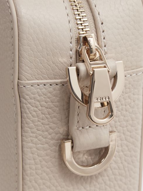 Reiss Off White Cleo Leather Crossbody Camera Bag