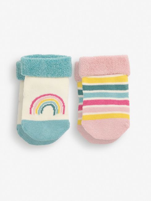 JoJo Maman Bébé Multi Rainbow 2-Pack Baby Socks