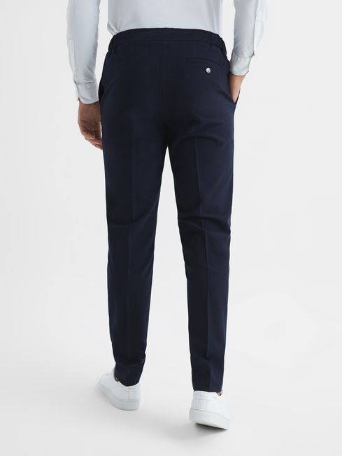 Reiss Navy Found Drawcord Waist Relaxed Trousers