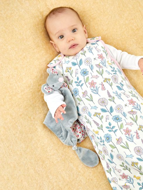 JoJo Maman B b Pink Meadow Print 2.5 Tog Baby Sleeping Bag