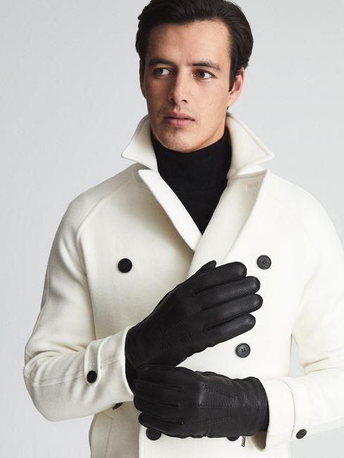Leather Gloves in Black REISS USA
