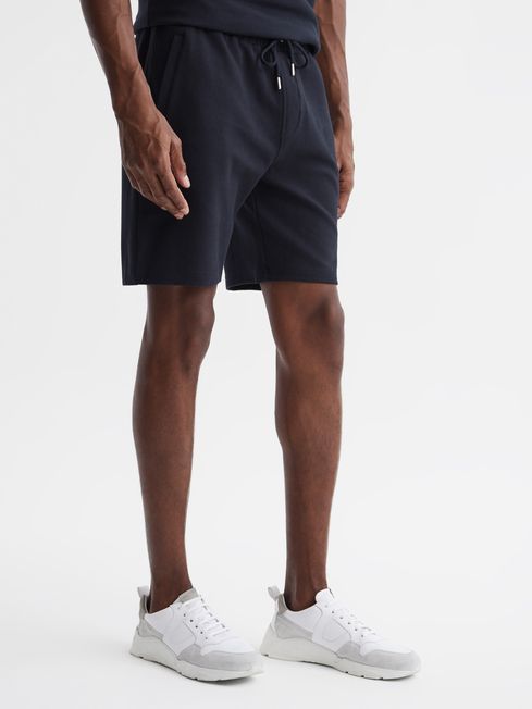 Reiss Navy Robin Textured Drawstring Shorts