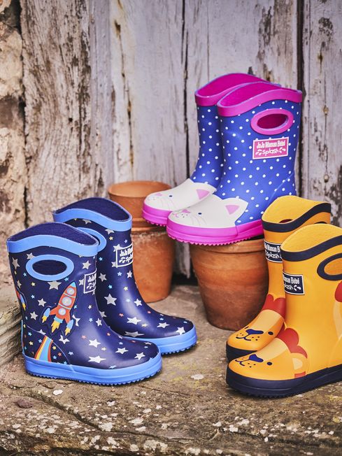 JoJo Maman B b Cornflower Cat Wellies with Handle