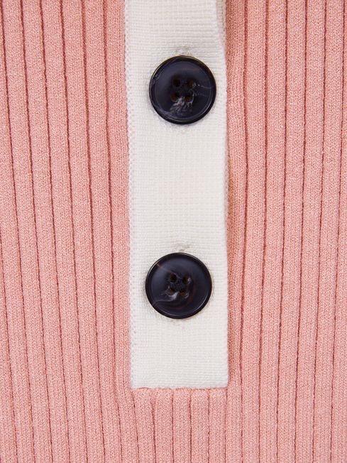 Reiss Pink Maia Senior Colourblock Knitted Top