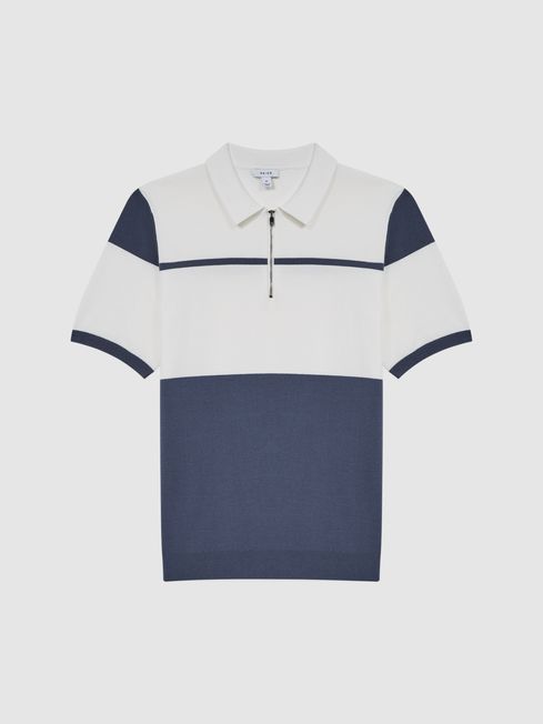 Reiss Rome Slim Fit Half Zip Colourblock Polo Shirt - REISS
