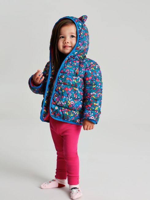 Buy Joules Jessie Blue Printed Padded Jacket from the Joules
