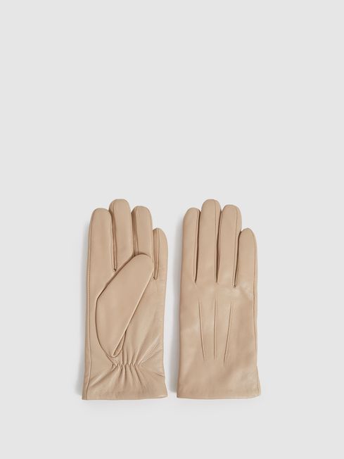 Reiss Soft Camel Gabrielle Leather Gloves
