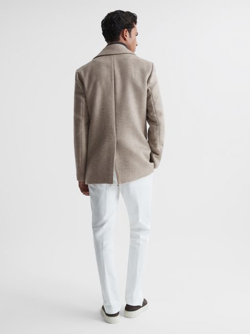 Reiss Bergamo Wool Blend Herringbone Peacoat REISS USA
