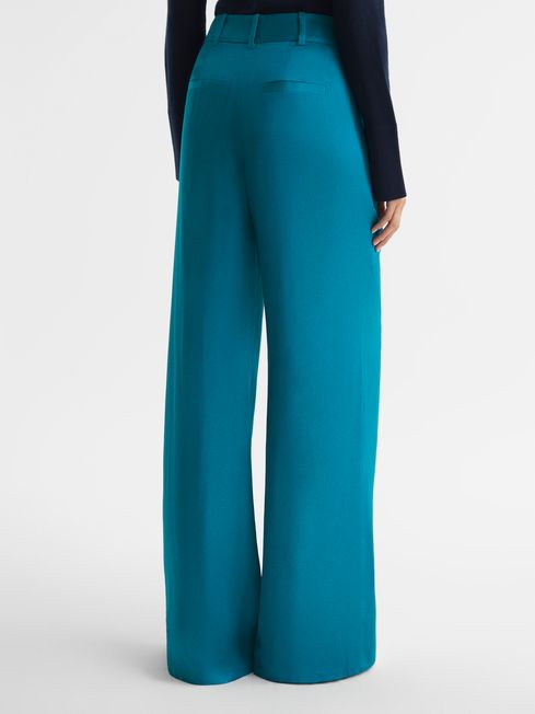 Turquoise wide leg trousers on sale