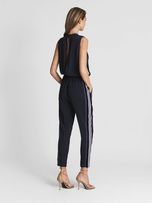 Side Stripe Jumpsuit in Navy | REISS USA