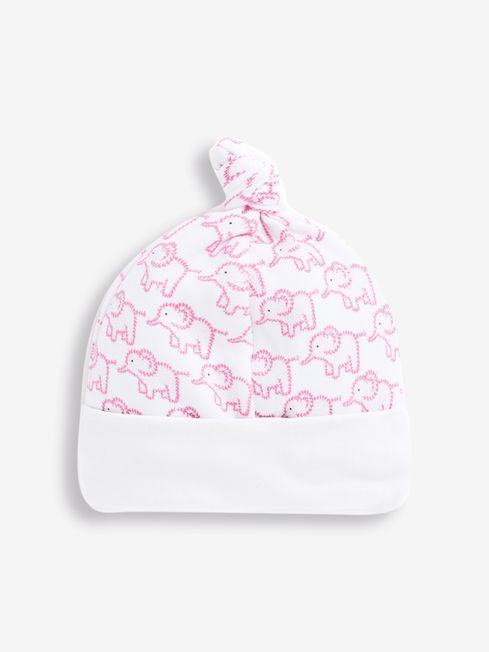 JoJo Maman Bébé Pink Little Elephant Cotton Baby Hat