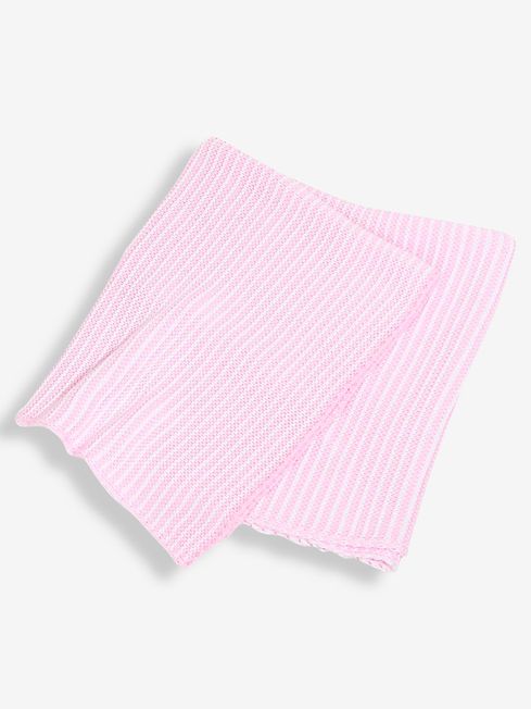 JoJo Maman Bébé Pink Knitted Stripe Blanket
