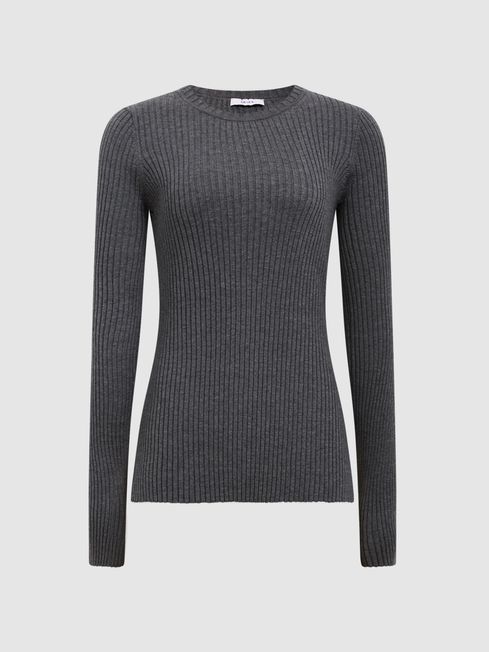Crew neck ribbed jumper shop