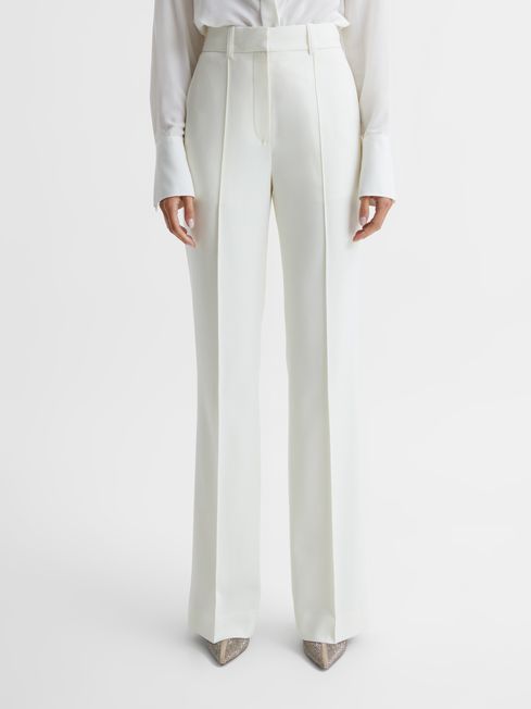 Reiss White Taite Petite Flared Tuxedo Trousers