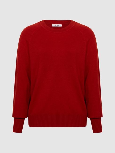 Crew Neck Knitted Jumper in Red