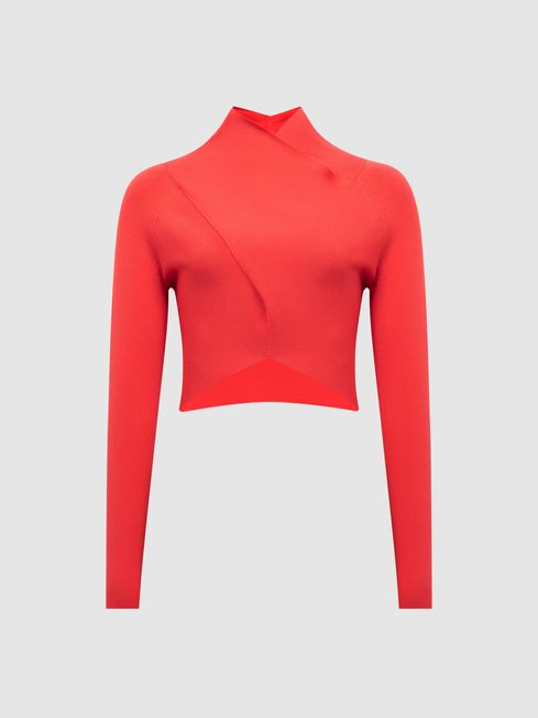 Reiss Coral Elsie High Neck Cropped Co Ord Top