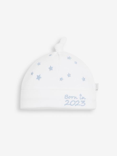 Jojo Maman Bébé Blue Born in 2023 Embroidered Hat