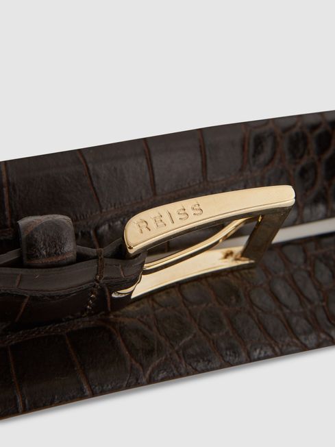 Reiss Chocolate Albany Leather Belt