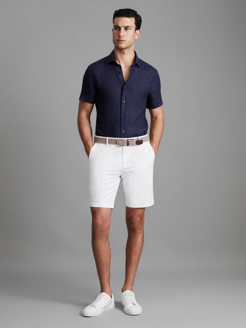 Reiss Holiday Slim Fit Linen Button-Through Shirt | REISS USA