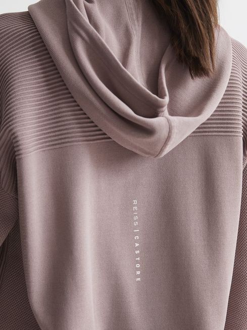 Reiss Mauve Shay Ribbed Hoodie