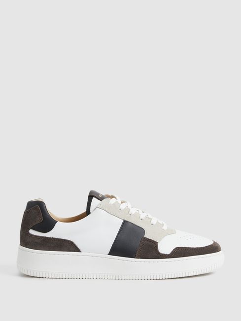 Reiss Mocha Aira Low Top Leather Trainers