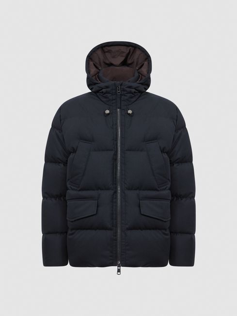 Reiss Ronic Quilted Short Hooded Coat | REISS Rest of Europe