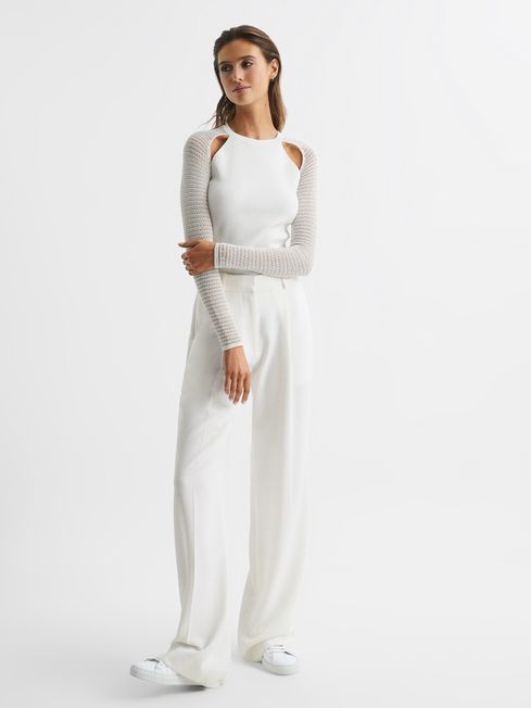 Sheer Twist Front Jumper in Ivory