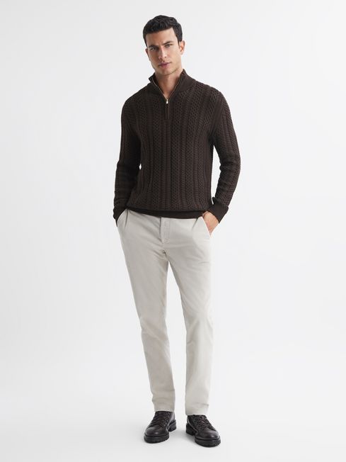 Reiss Bantham Cable Knit Half-Zip Funnel Neck Jumper | REISS USA
