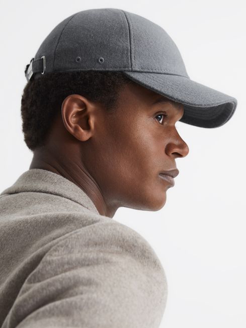 Reiss Blue Ashby Wool Blend Baseball Cap