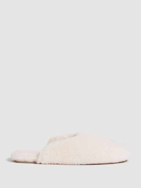 Reiss Off White Ava Faux Shearling Slippers
