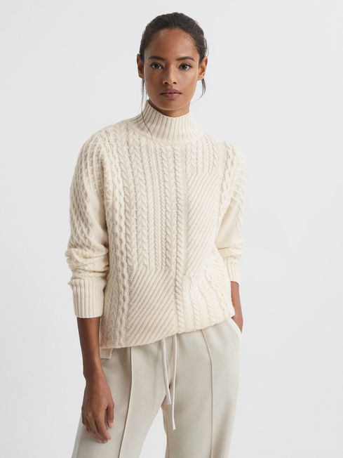 Reiss Martha Cable Knit High Neck Jumper | REISS Rest of Europe