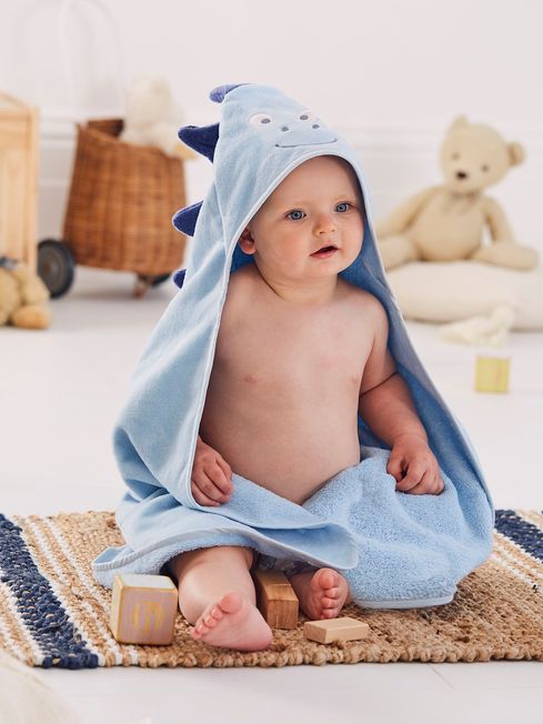 JoJo Maman Bébé Blue Dino Hooded Towel