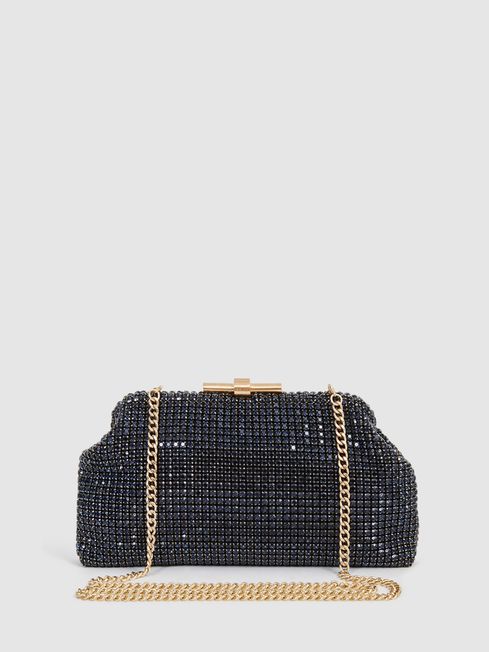 Embellished Clutch Bag in Navy REISS USA
