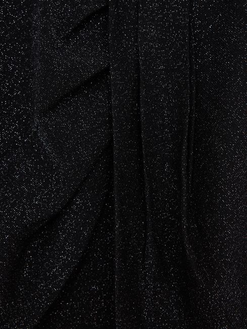 Reiss Black Gwen Senior Printed Twist Front Jersey Top