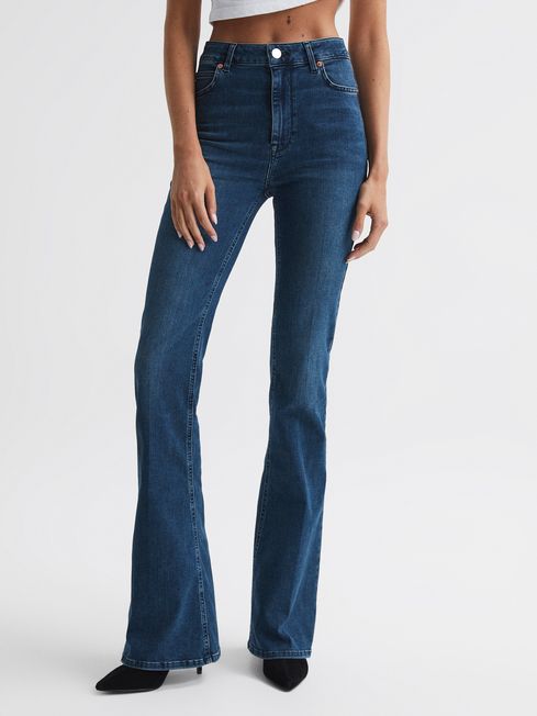 Reiss Perry Contour High Rise Flared Jeans | REISS USA