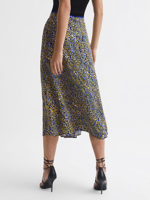 Printed Slip Skirt in Blue REISS Australia