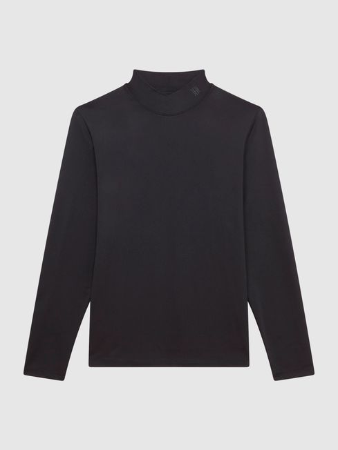 Stand Turtle Neck Jersey Top in Black