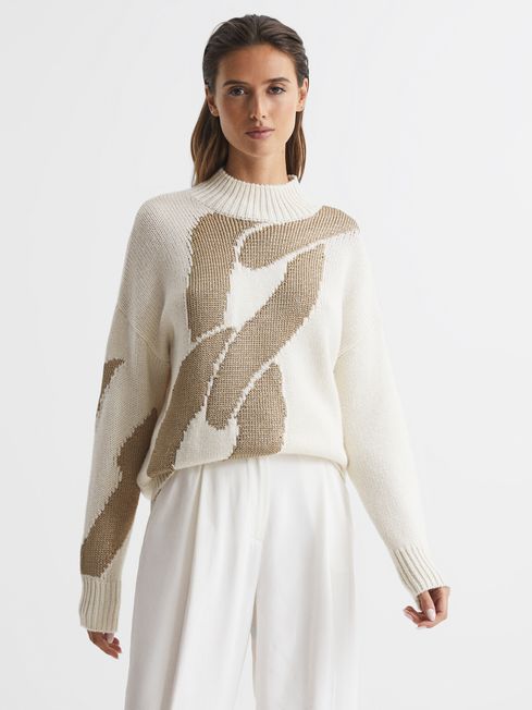 Reiss - pia wool blend metallic pattern jumper