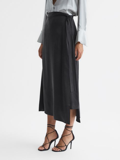 Vince knot sale silk midi skirt