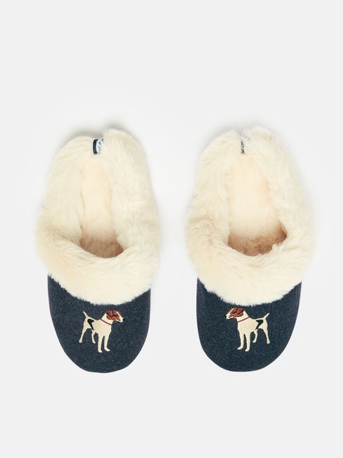 Buy Joules Slippet Luxe Faux Fur Lined Embroidered Mule Slippers