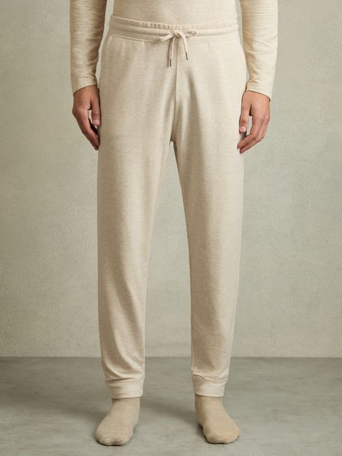 Reiss Oatmeal Melange Jose Drawstring Fleece Lined Joggers