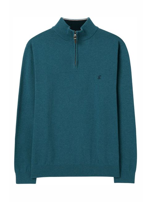 Buy Joules Blue Hillside Seasonal 1 4th Zip Funnel Neck Jumper