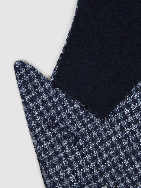 Reiss Blue Monument Double Breasted Dogtooth Blazer