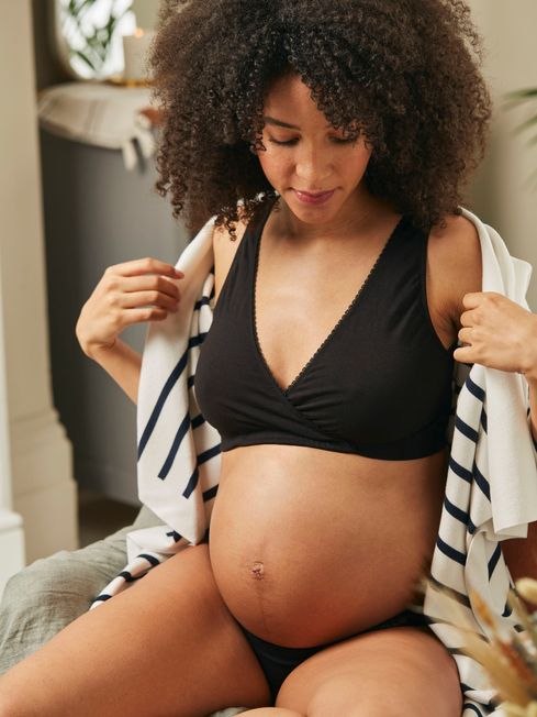 Supersoft Crossover Seamless Maternity & Nursing Sleep Bra - Black
